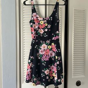 Navy floral skater dress